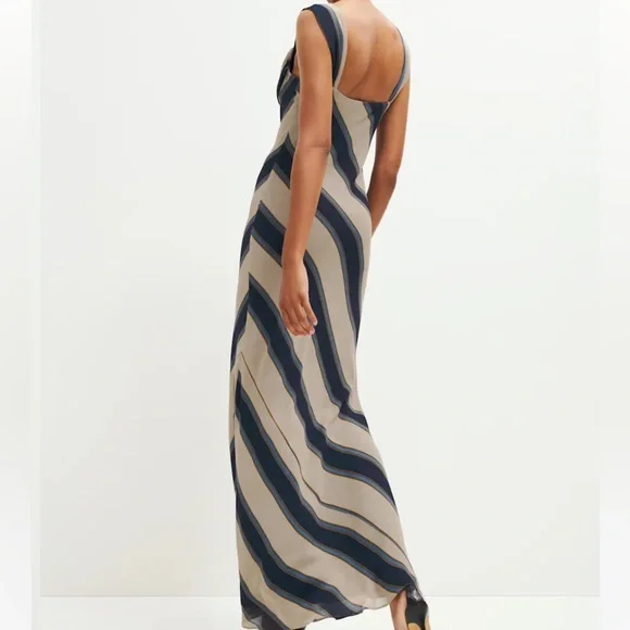 NEW NWT Reformation Indra Maxi Dress in Cello Stripe - coffeafoods.com